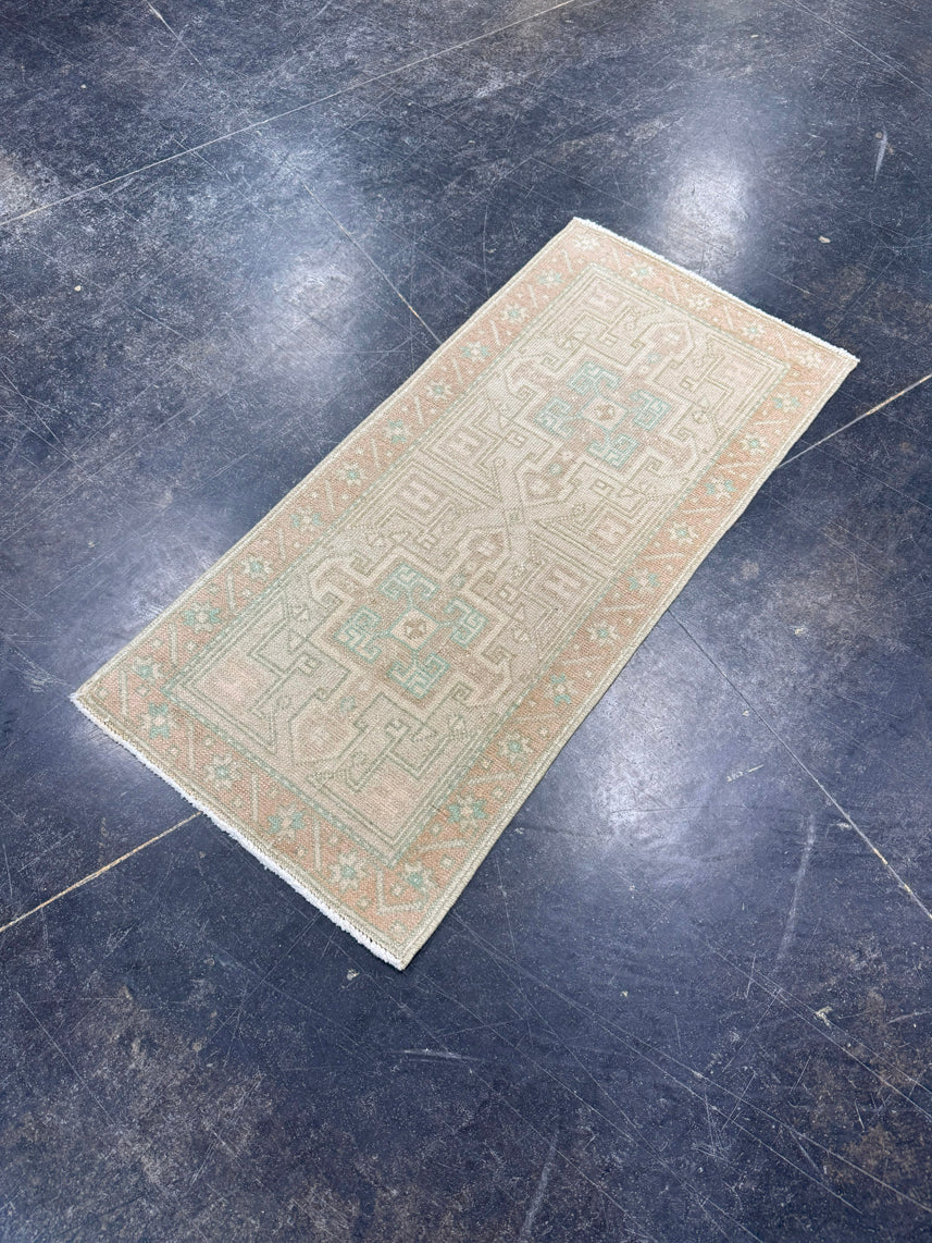 Turkish Mini Rug Oriental Hand Knotted Vintage Rug 1'5" x 3' #17912