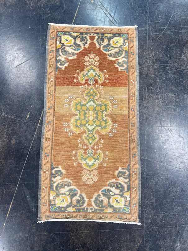 Turkish Mini Rug Oriental Hand Knotted Vintage Rug 1'7" x 3'2" #17492