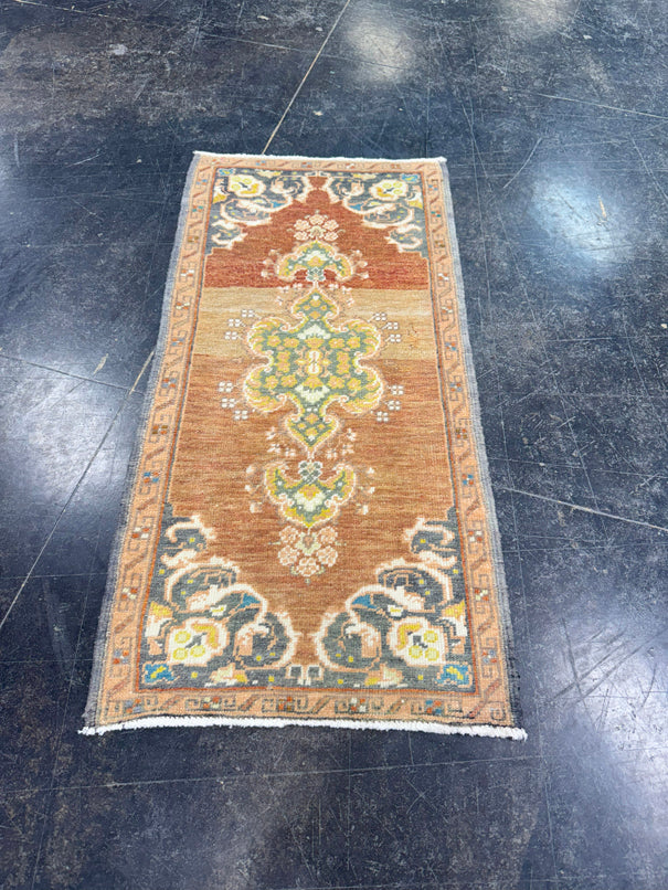 Turkish Mini Rug Oriental Hand Knotted Vintage Rug 1'7" x 3'2" #17492