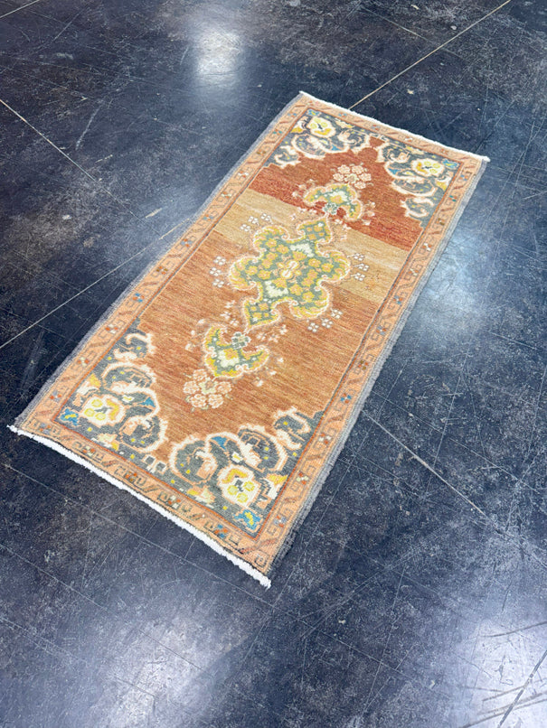 Turkish Mini Rug Oriental Hand Knotted Vintage Rug 1'7" x 3'2" #17492