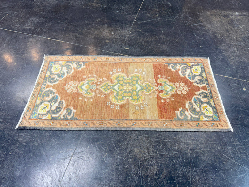 Turkish Mini Rug Oriental Hand Knotted Vintage Rug 1'7" x 3'2" #17492