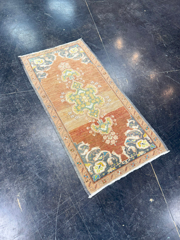 Turkish Mini Rug Oriental Hand Knotted Vintage Rug 1'7" x 3'2" #17492