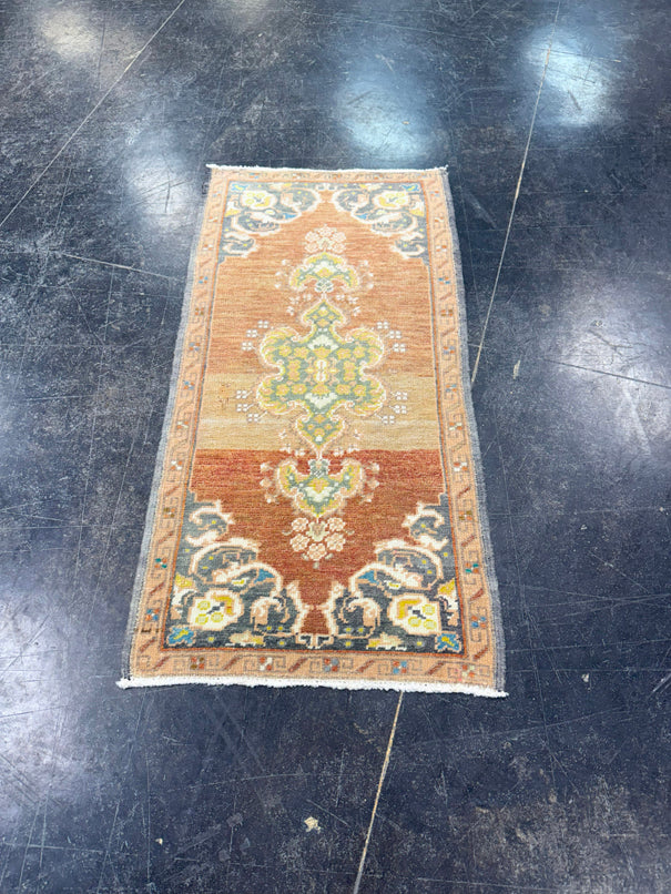 Turkish Mini Rug Oriental Hand Knotted Vintage Rug 1'7" x 3'2" #17492