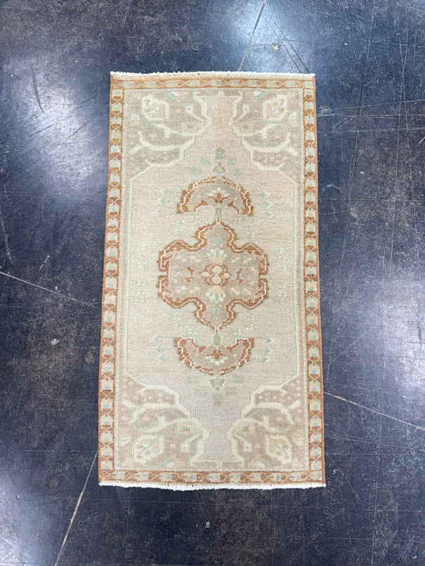 Turkish Mini Rug Oriental Hand Knotted Vintage Rug 1'7" x 3' #17928