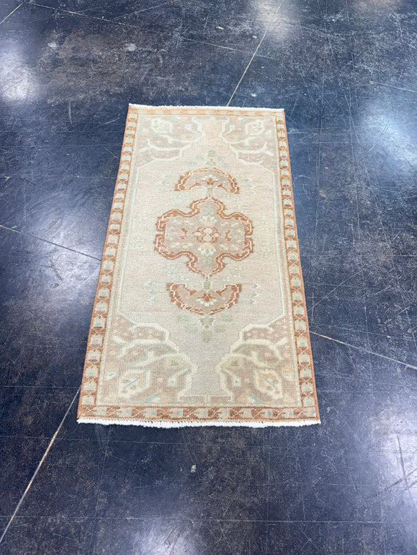 Turkish Mini Rug Oriental Hand Knotted Vintage Rug 1'7" x 3' #17928