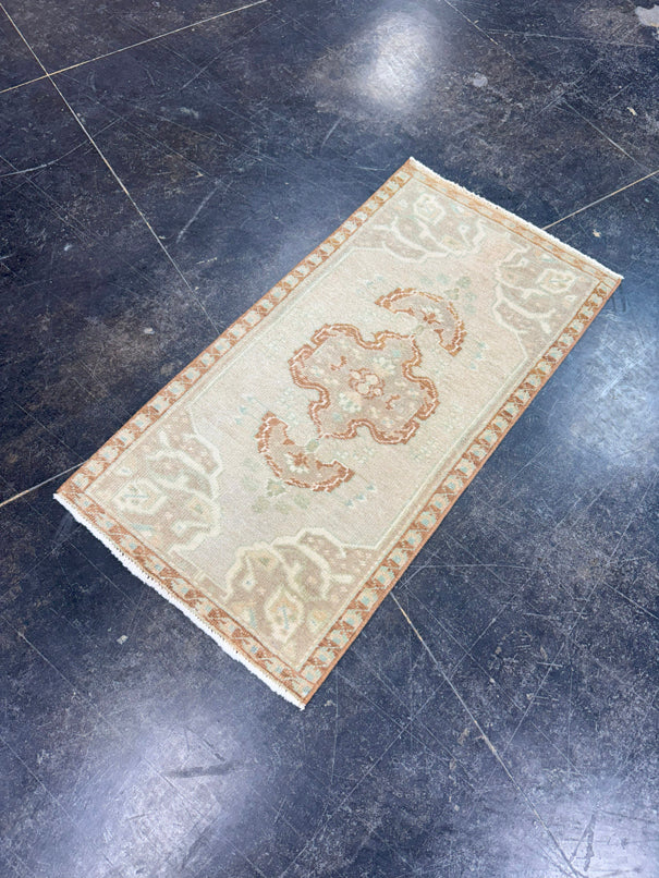 Turkish Mini Rug Oriental Hand Knotted Vintage Rug 1'7" x 3' #17928