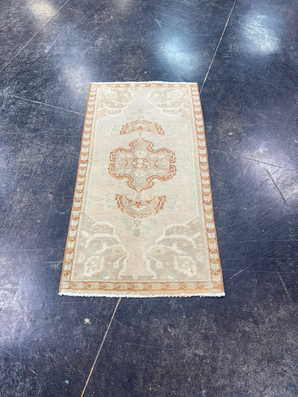 Turkish Mini Rug Oriental Hand Knotted Vintage Rug 1'7" x 3' #17928