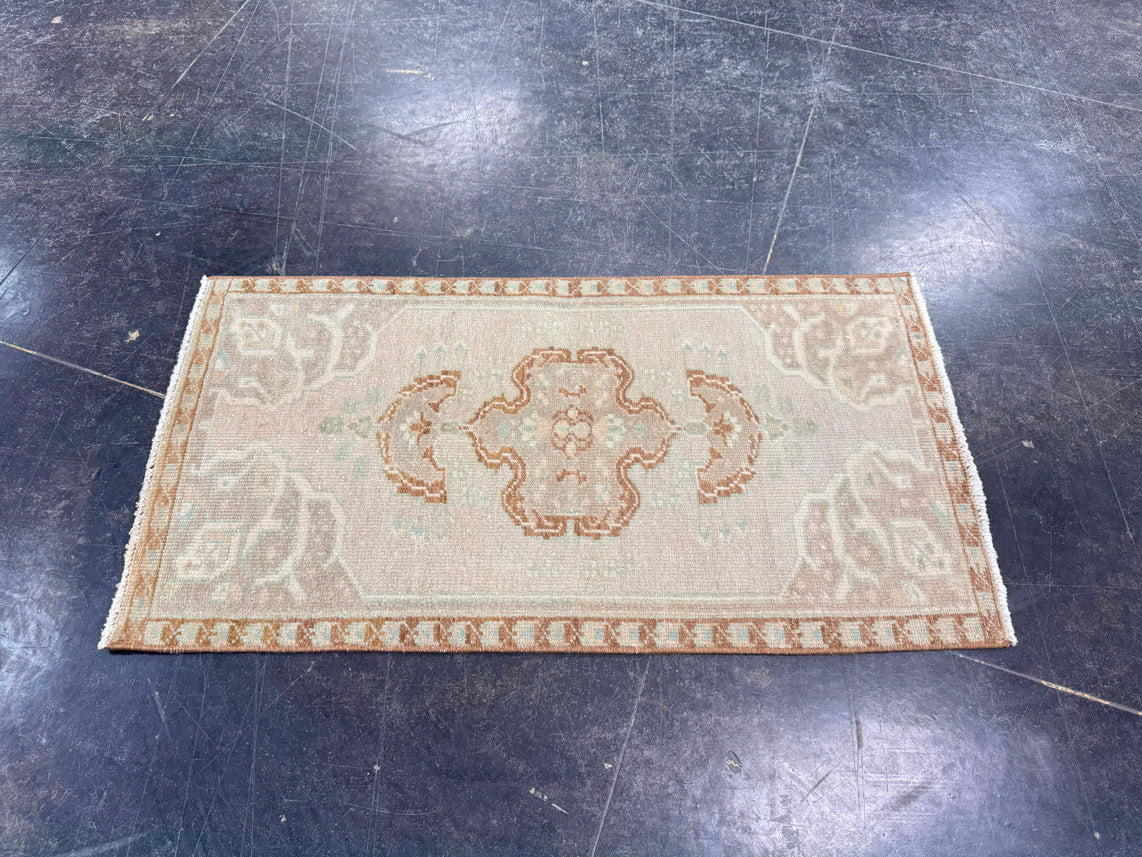 Turkish Mini Rug Oriental Hand Knotted Vintage Rug 1'7" x 3' #17928