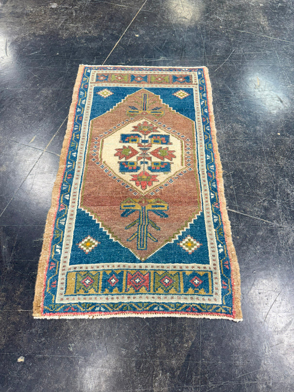 Turkish Mini Rug Oriental Hand Knotted Vintage Rug 1'9" x 3'2" #17896