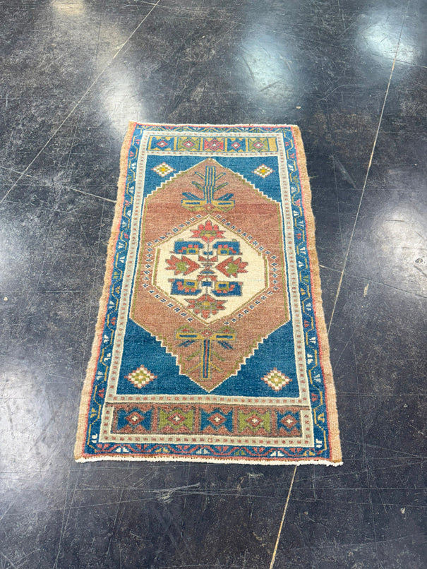Turkish Mini Rug Oriental Hand Knotted Vintage Rug 1'9" x 3'2" #17896