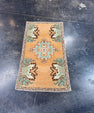 Turkish Mini Rug Oriental Hand Knotted Vintage Rug 1'8" x 2'11" #17080