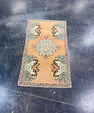 Turkish Mini Rug Oriental Hand Knotted Vintage Rug 1'8" x 2'11" #17080