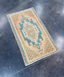 Turkish Mini Rug Oriental Hand Knotted Vintage Rug 1'8" x 2'11" #17088