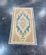 Turkish Mini Rug Oriental Hand Knotted Vintage Rug 1'8" x 2'11" #17088