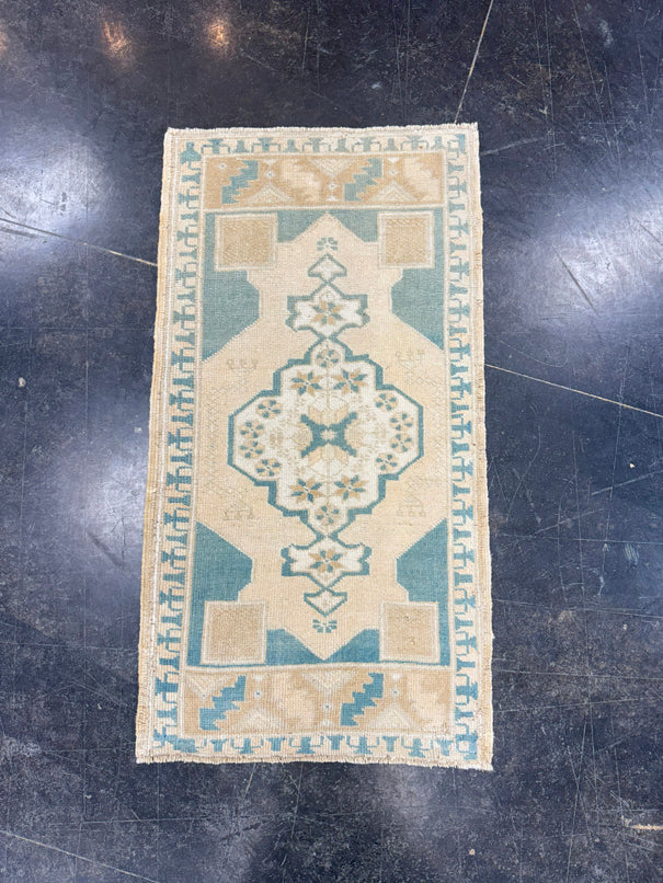 Turkish Mini Rug Oriental Hand Knotted Vintage Rug 1'10" x 3'5" #17468