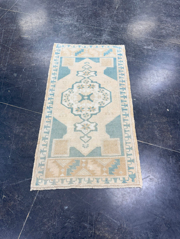 Turkish Mini Rug Oriental Hand Knotted Vintage Rug 1'10" x 3'5" #17468