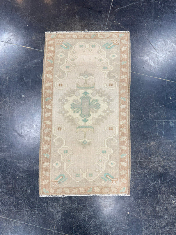 Turkish Mini Rug Oriental Hand Knotted Vintage Rug 1'7" x 2'11" #17090