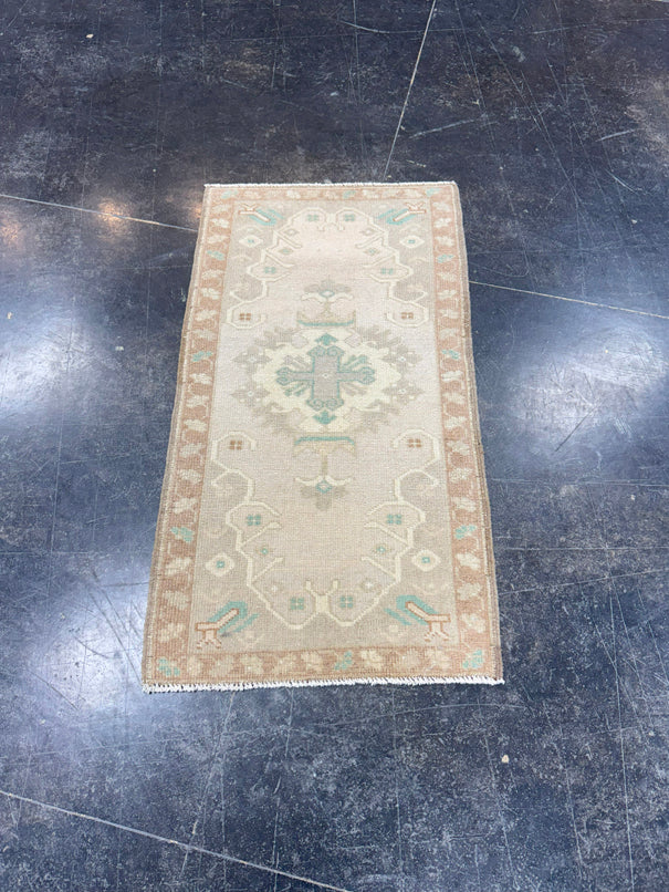 Turkish Mini Rug Oriental Hand Knotted Vintage Rug 1'7" x 2'11" #17090