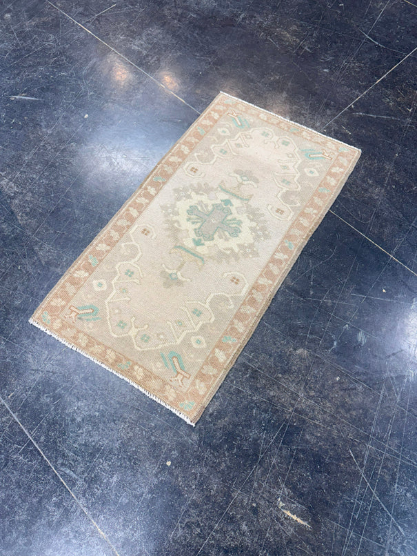 Turkish Mini Rug Oriental Hand Knotted Vintage Rug 1'7" x 2'11" #17090
