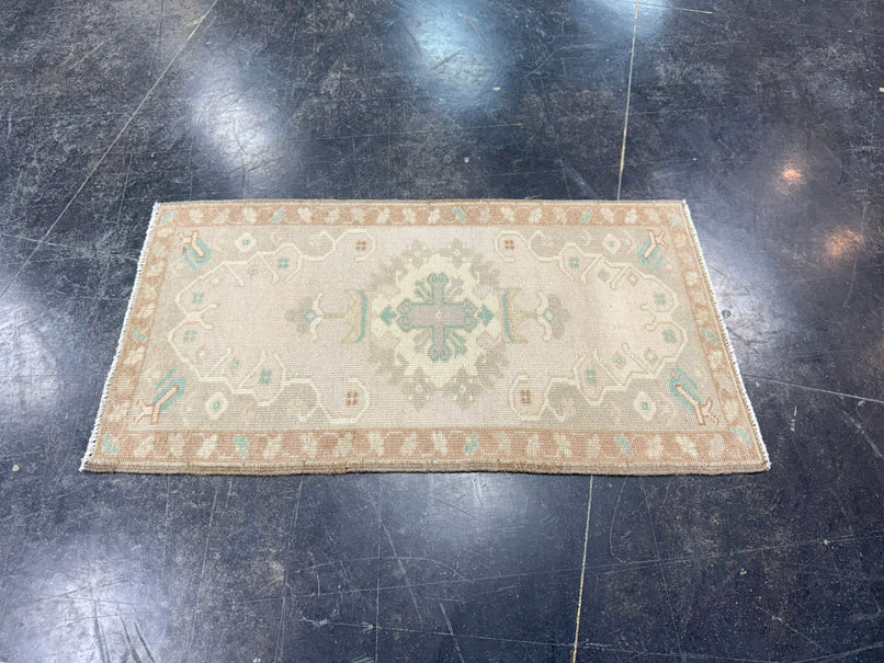 Turkish Mini Rug Oriental Hand Knotted Vintage Rug 1'7" x 2'11" #17090