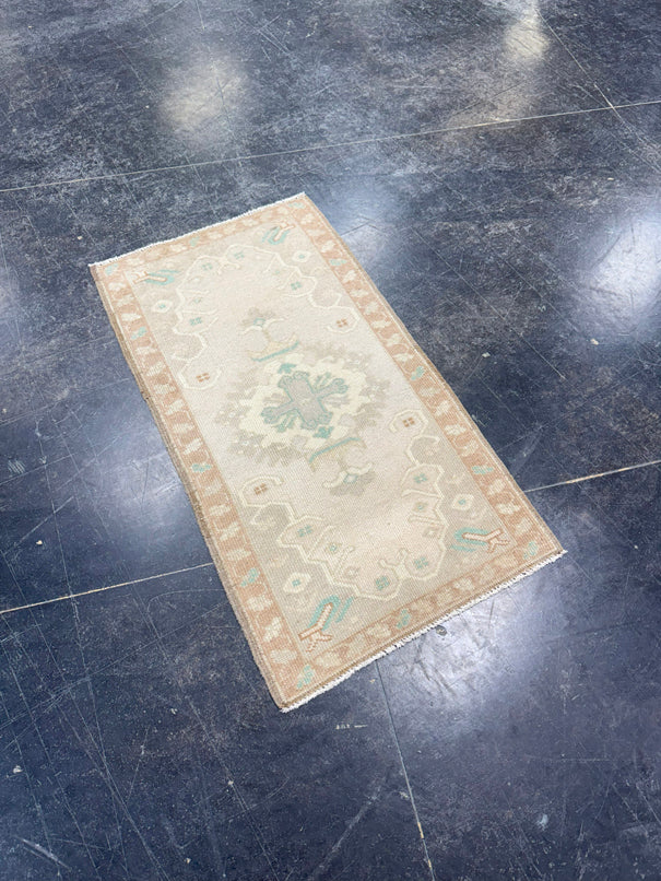 Turkish Mini Rug Oriental Hand Knotted Vintage Rug 1'7" x 2'11" #17090
