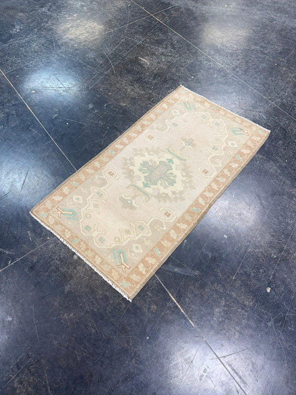 Turkish Mini Rug Oriental Hand Knotted Vintage Rug 1'7" x 2'11" #17090