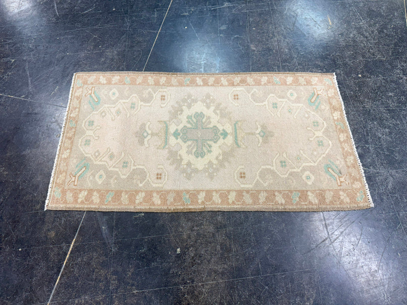 Turkish Mini Rug Oriental Hand Knotted Vintage Rug 1'7" x 2'11" #17090
