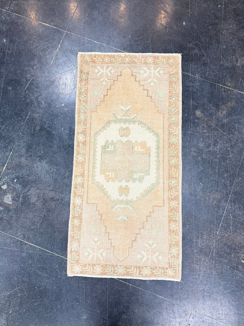 Turkish Mini Rug Oriental Hand Knotted Vintage Rug 1'6" x 3'1" #17746