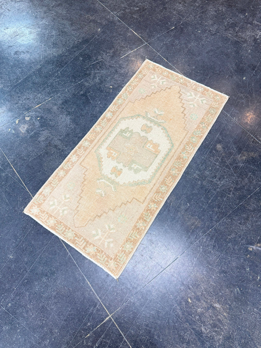 Turkish Mini Rug Oriental Hand Knotted Vintage Rug 1'6" x 3'1" #17746