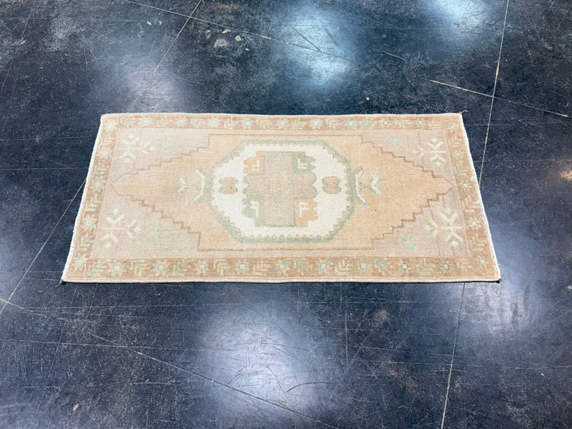 Turkish Mini Rug Oriental Hand Knotted Vintage Rug 1'6" x 3'1" #17746