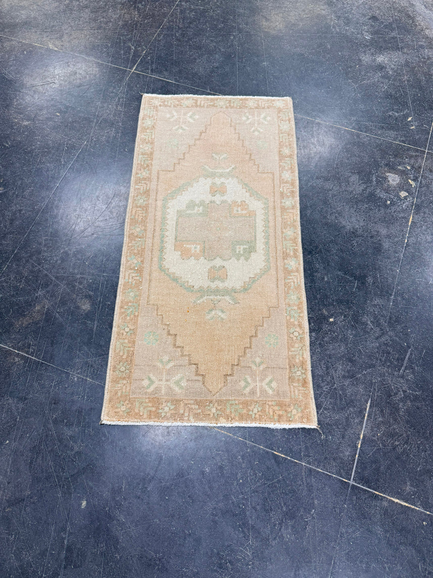 Turkish Mini Rug Oriental Hand Knotted Vintage Rug 1'6" x 3'1" #17746