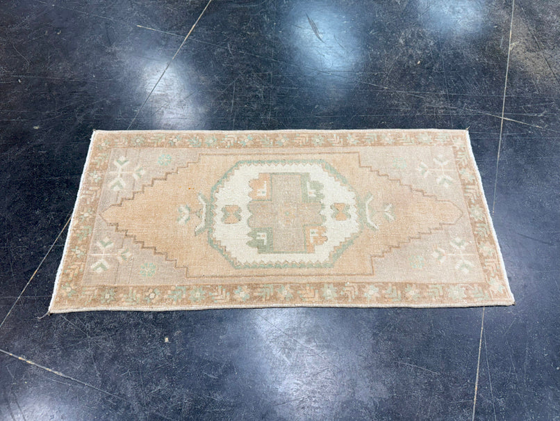 Turkish Mini Rug Oriental Hand Knotted Vintage Rug 1'6" x 3'1" #17746