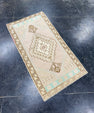 Turkish Mini Rug Oriental Hand Knotted Vintage Rug 1'8" x 3'1" #17057