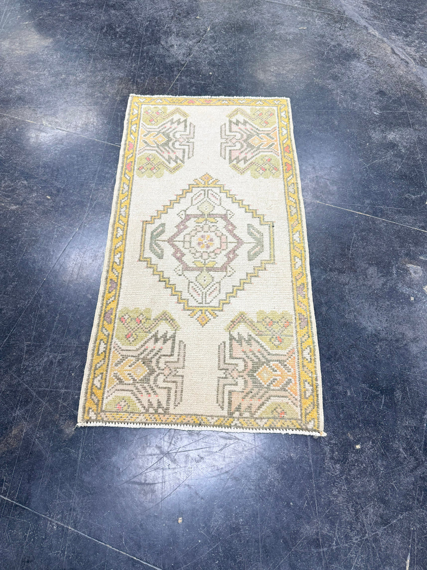 Turkish Mini Rug Oriental Hand Knotted Vintage Rug 1'9" x 3'4" #17749