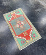 Turkish Mini Rug Oriental Hand Knotted Vintage Rug 1'5" x 2'6" #17063
