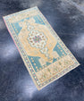 Turkish Mini Rug Oriental Hand Knotted Vintage Rug 1'9" x 3'7" #17490