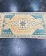 Turkish Mini Rug Oriental Hand Knotted Vintage Rug 1'9" x 3'7" #17490