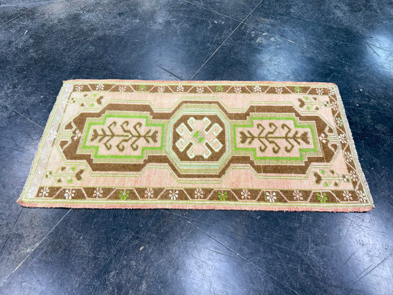 Turkish Mini Rug Oriental Hand Knotted Vintage Rug 1'9" x 3'5" #17736