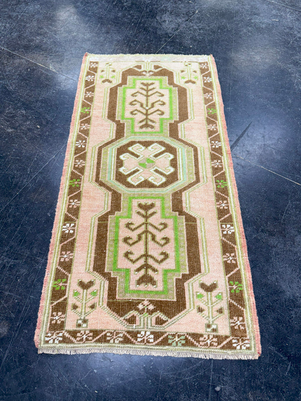 Turkish Mini Rug Oriental Hand Knotted Vintage Rug 1'9" x 3'5" #17736