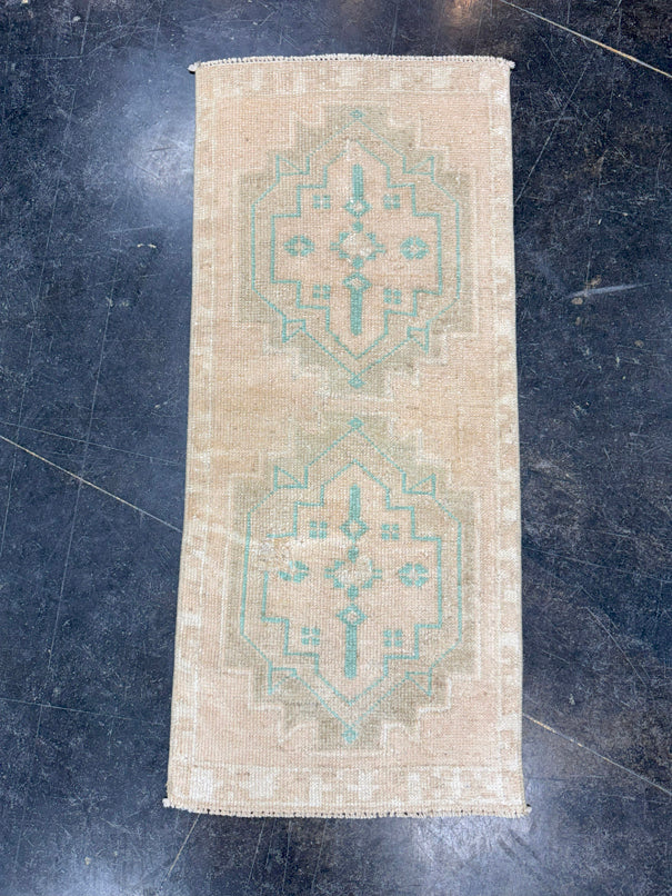 Turkish Mini Rug Oriental Hand Knotted Vintage Rug 1'6" x 3'5" #17203