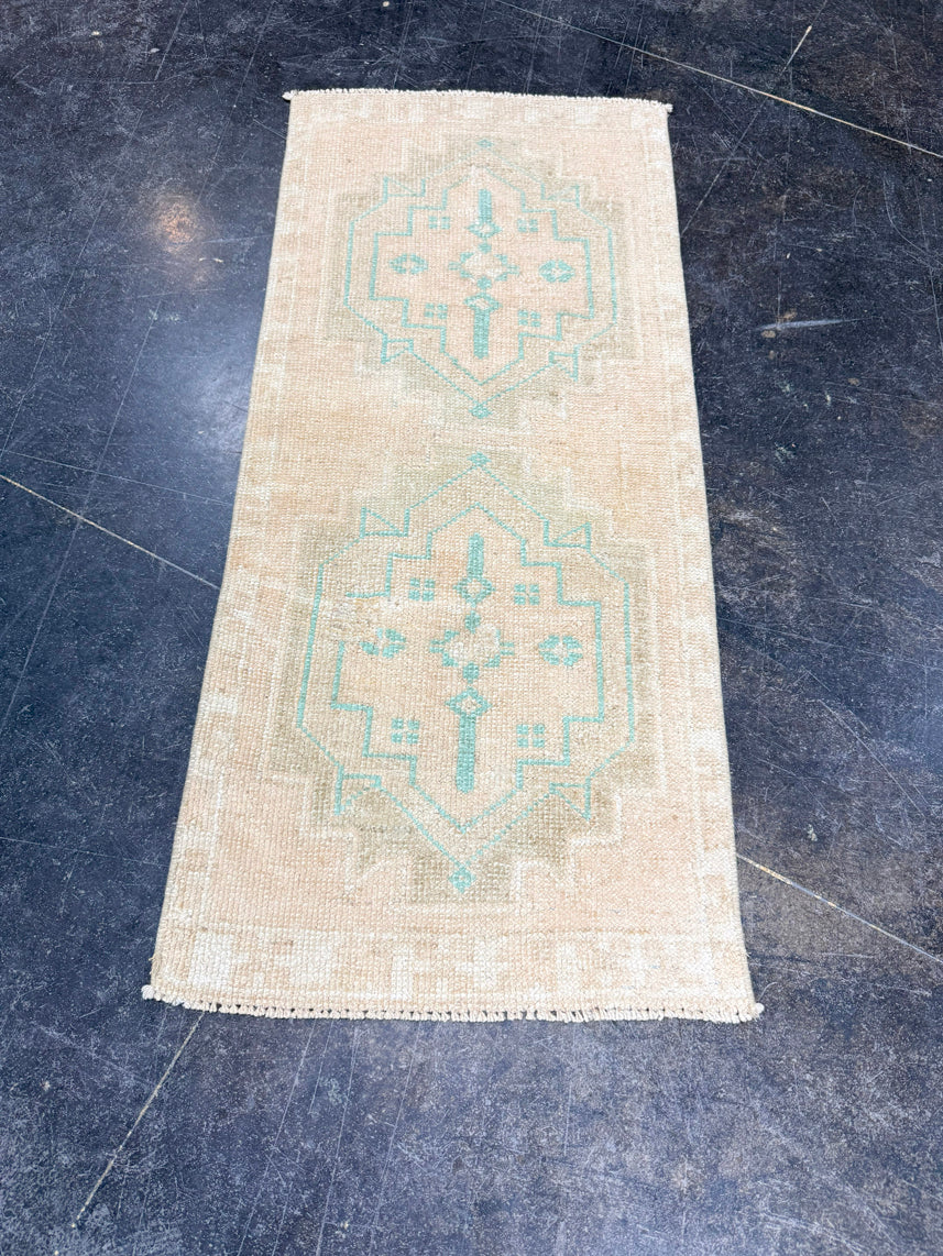 Turkish Mini Rug Oriental Hand Knotted Vintage Rug 1'6" x 3'5" #17203