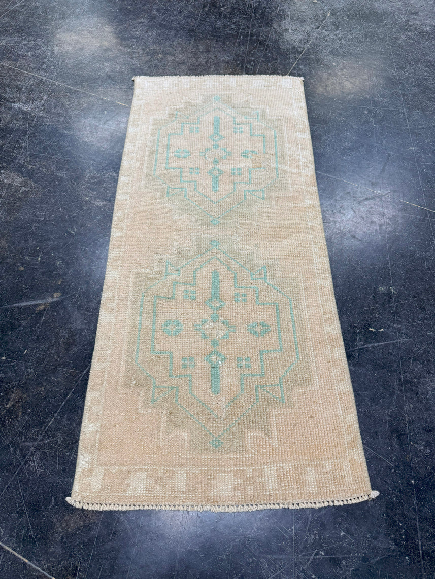 Turkish Mini Rug Oriental Hand Knotted Vintage Rug 1'6" x 3'5" #17203