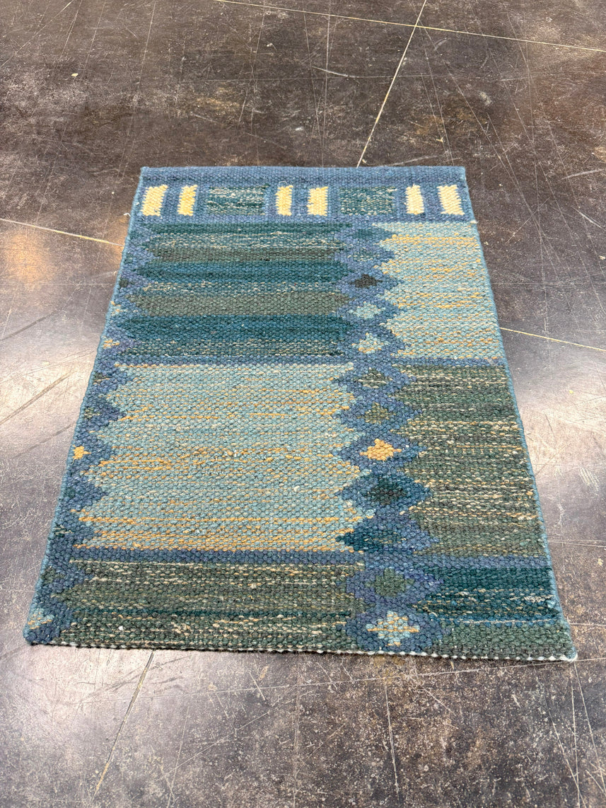 Turkish Mini Rug Oriental Hand Knotted Vintage Rug 2'1" x 2'11" #17030