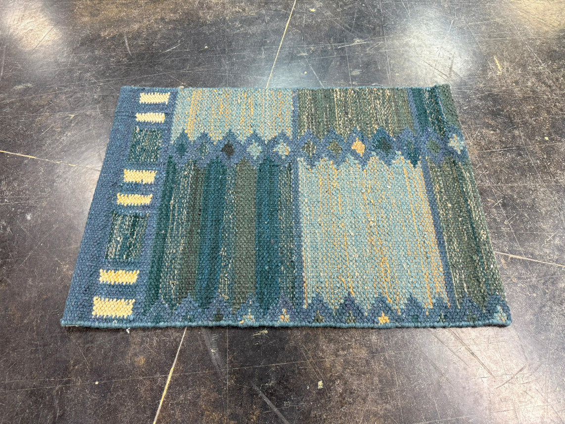 Turkish Mini Rug Oriental Hand Knotted Vintage Rug 2'1" x 2'11" #17030