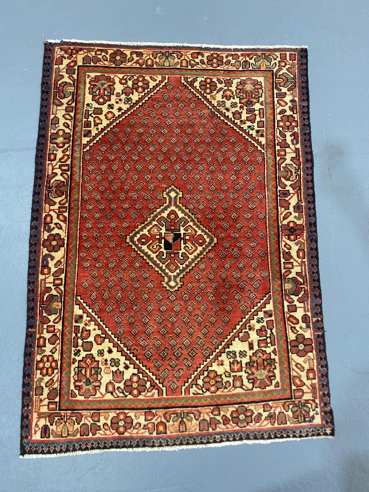 Oriental Handmade Vintage Rug  3'5" x 4'9" #21432