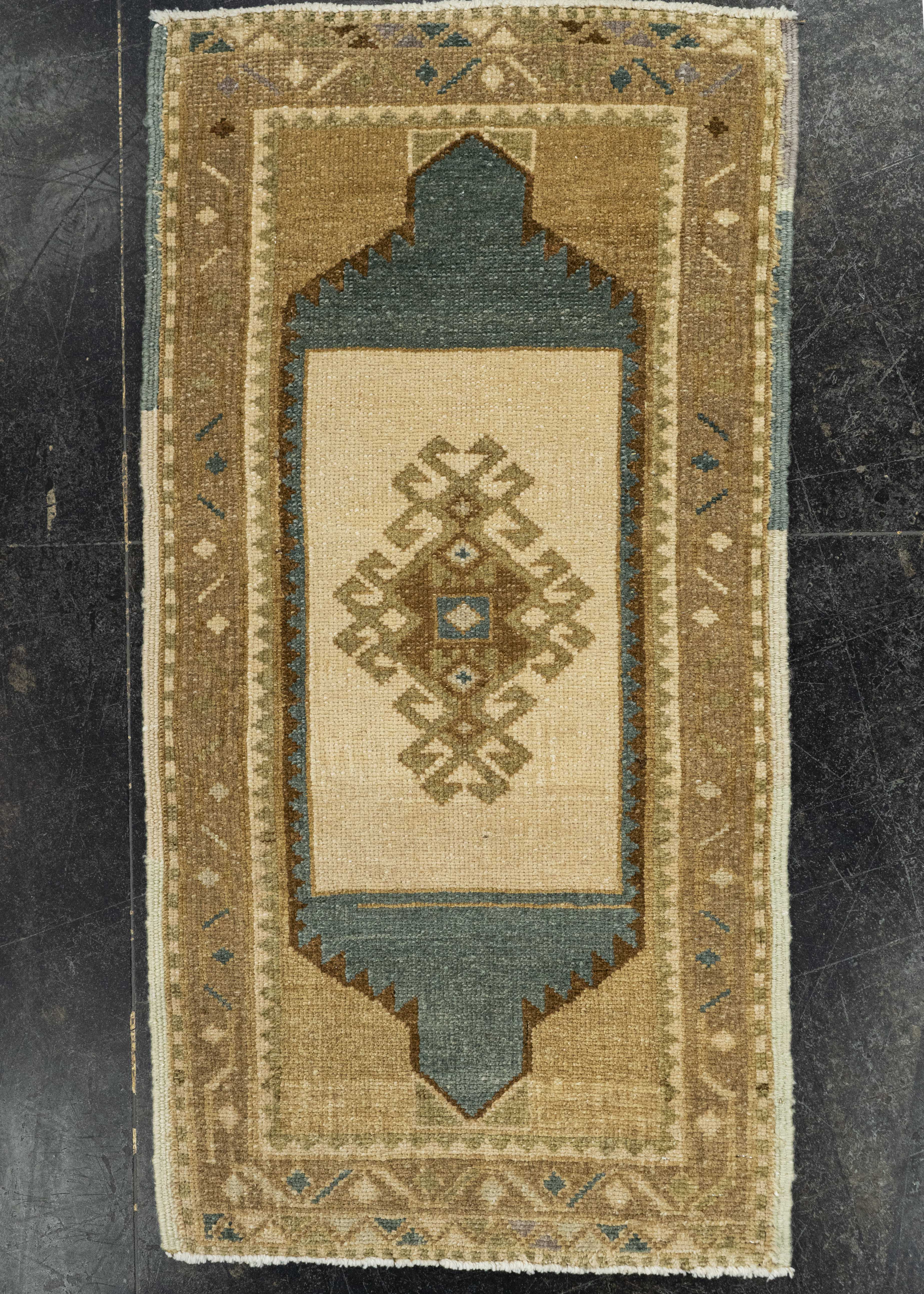 Turkish Mini Rug Oriental Hand Knotted Vintage Rug 1'8