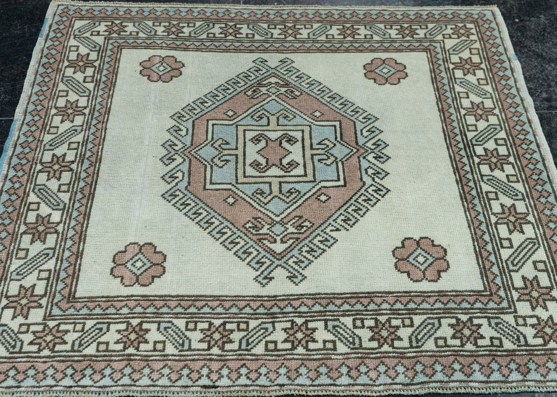 Turkish Vintage Square Rug  4' x 3'8" #20673