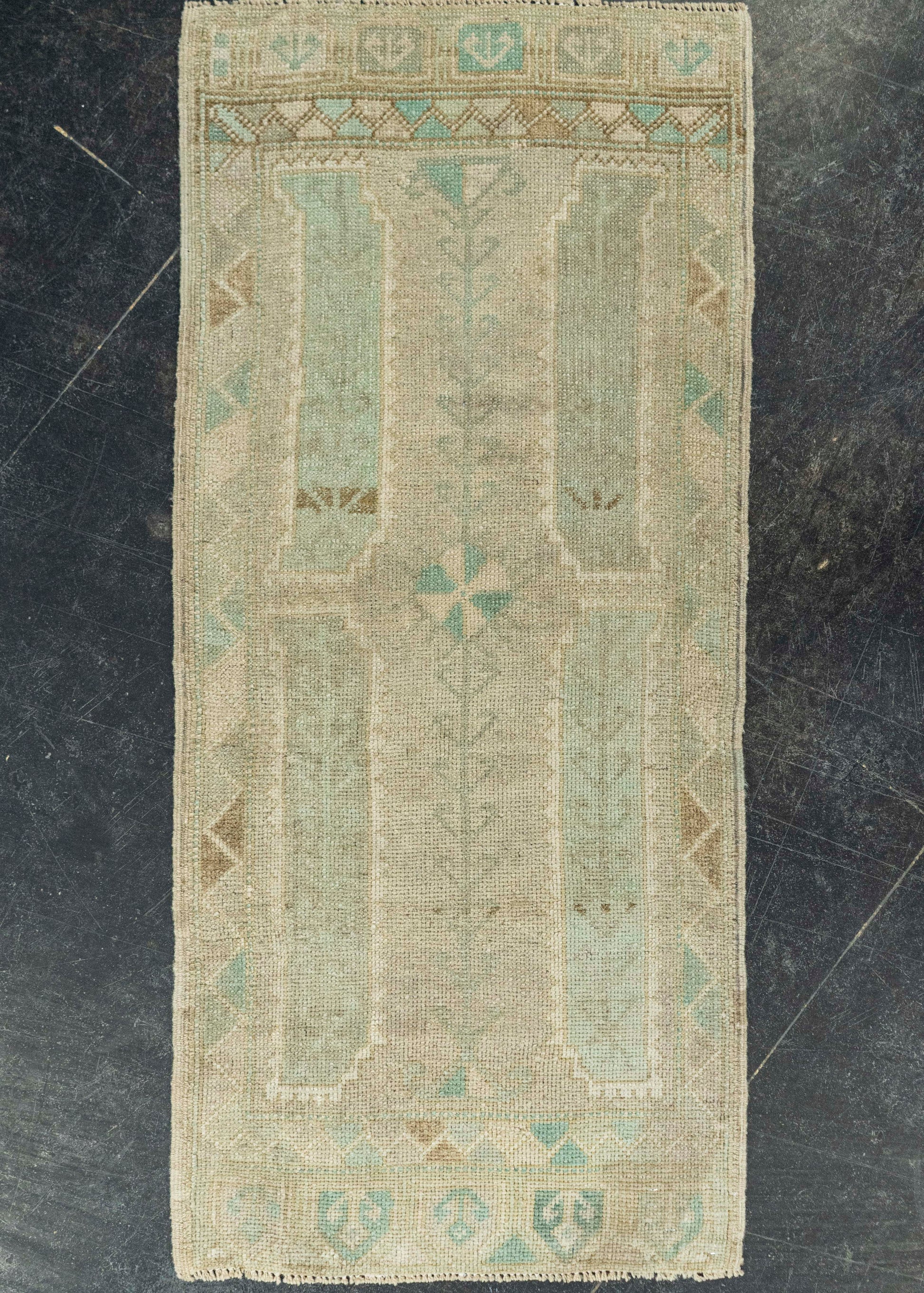 Turkish Mini Rug Oriental Hand Knotted Vintage Rug 1'9" x 3'11" #21013