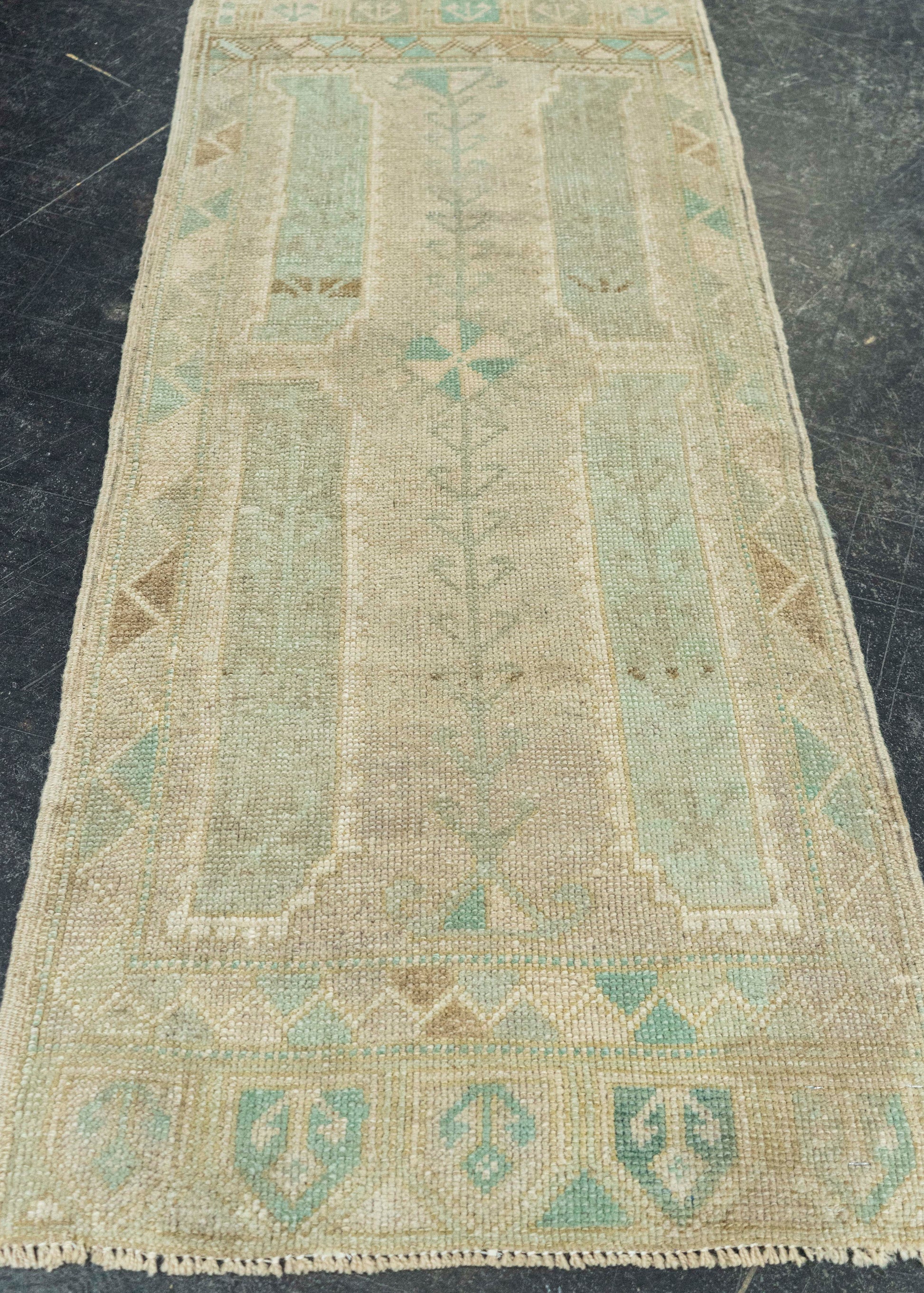 Turkish Mini Rug Oriental Hand Knotted Vintage Rug 1'9" x 3'11" #21013