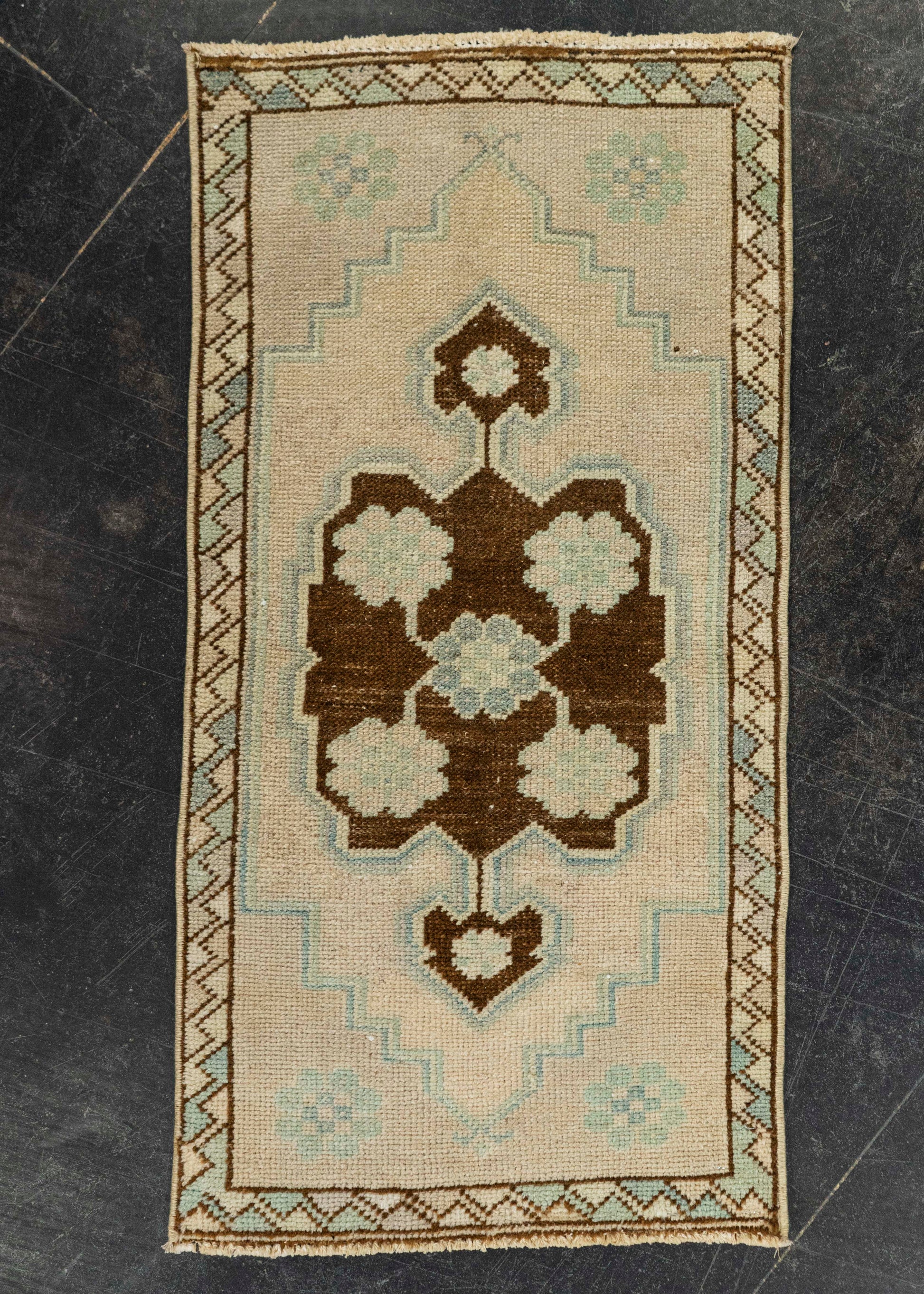 Turkish Mini Rug Oriental Hand Knotted Vintage Rug 1'6" x 3' #21291